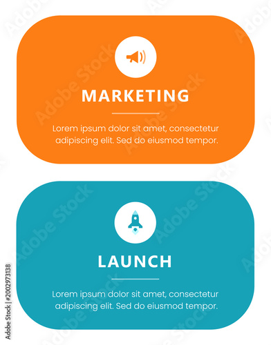 Marketing and launch strategy banner design with brand logo and text