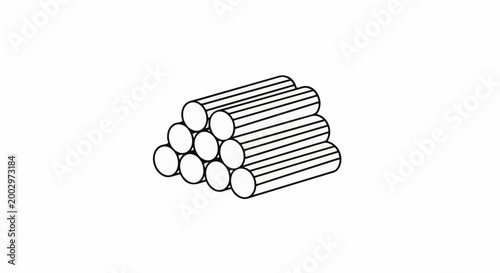 Stacked cylindrical objects with parallel lines for texture