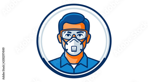 Man wearing protective face mask.