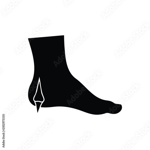 Heel spur silhouette icon vector flat design.