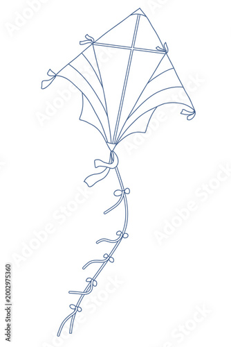 Kite outline vector for coloring book.