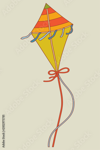 Triangular striped kite with warm color palette.