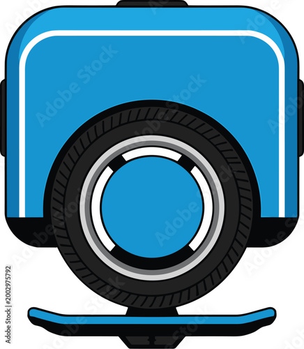 Futuristic Electric Unicycle Icon, Personal Transport Modern Mobility Transportation Concept, Urban Commuting Solution Lifestyle, Clean Energy Technology Innovation, Minimalist Blue Graphic Design, Di
