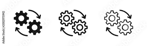 Obraz na płótnie Cogwheels or gears with rotation arrows icon representing process, workflow, automation, and synchronization