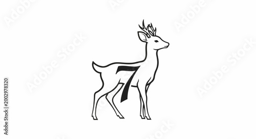 Stylized deer with number seven on its side