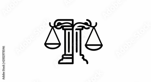 Stylized depiction of a balance scale, a symbol of justice and law