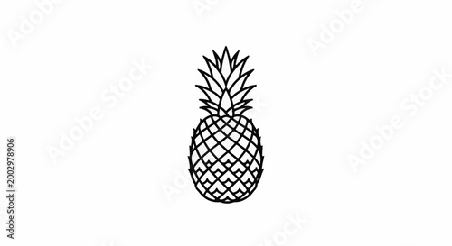 Stylized black outline of a pineapple with spiky leaves on a white background