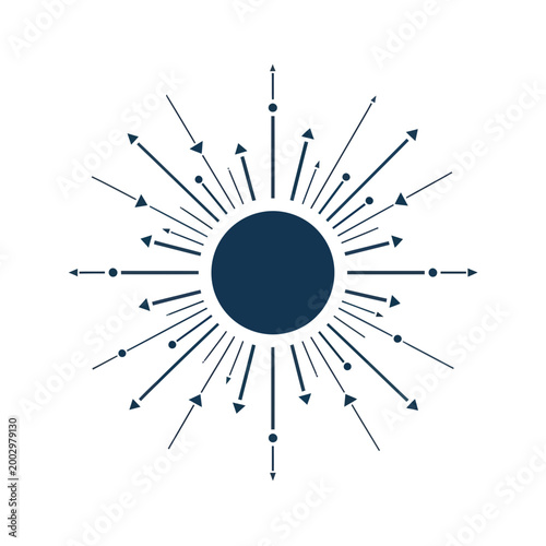Abstract Sunburst with Arrows and Dots