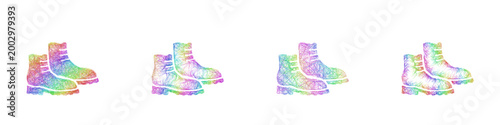 Rainbow color sketch boots icon design set