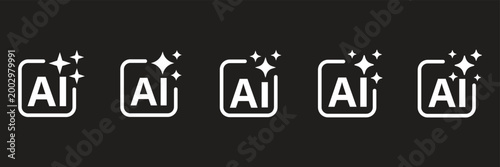 AI generate with square and stars icons. Vector symbols for artificial intelligence and creativity apps. Sparkles generate prompt. AI Sparkle Icon Set. AI Artificial Intelligence Minimal Line Icon