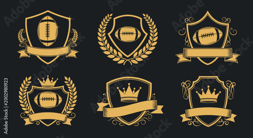American Football Badges and Shields Emblem.
