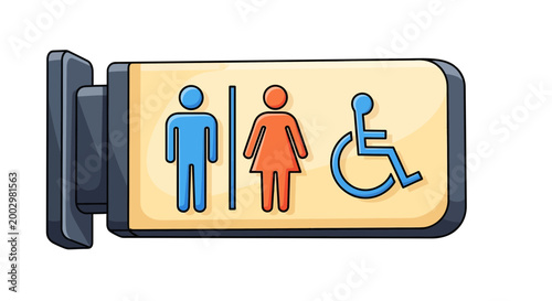 Restroom Sign with Male, Female, and Accessible Symbols