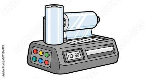 Roll of Plastic Film on Packaging Machine with Timer