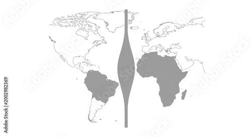 Halftone map, gray and white, with americas and africa shaded