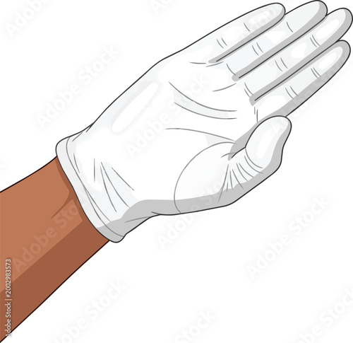 Vector Illustration of Hand Wearing White Medical Disposable Glove