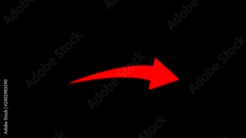 Glowing red curved arrow animation with smooth motion flow, ideal for transitions, navigation visuals, and dynamic tech overlays alpha channel