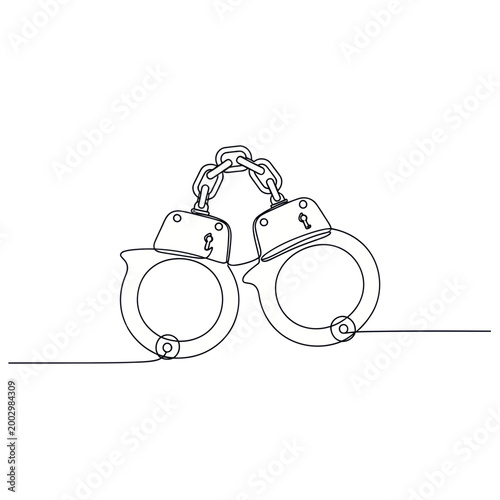 Handcuffs Line Art - Symbol of Arrest, Justice, and Crime
