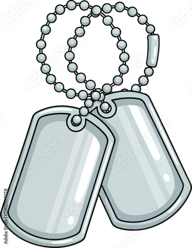 Military Dog Tags Vector Illustration Isolated Blank Silver ID Plates