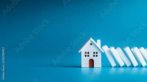 Hedging, Business Risk Management, Preventing Financial Losses. Secure Home Insurance Concept with Resilient House Model Against Financial Collapse, Copy Space for Text