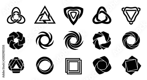 Vászonkép Collection of geometric shapes icons.