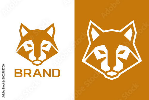 Abstract Geometric Fox Head Logo Vector, Minimalist Golden Wolf Mascot Design Template
