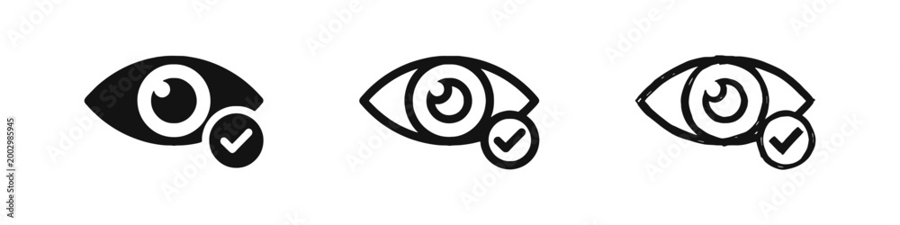 Obraz premium Eye Icon with Checkmark Symbolizing Vision Verification Approved Visibility and Health