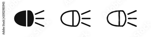 Fotografie Car Headlight Beam Indicator Icon Set for Automotive Dashboard and Road Safety