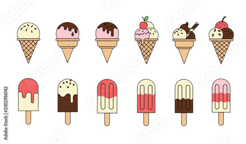 Colorful ice cream and popsicle collection a sweet treat illustration