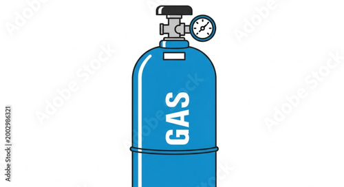 Gas Cylinder with Pressure Gauge for Industrial Use.