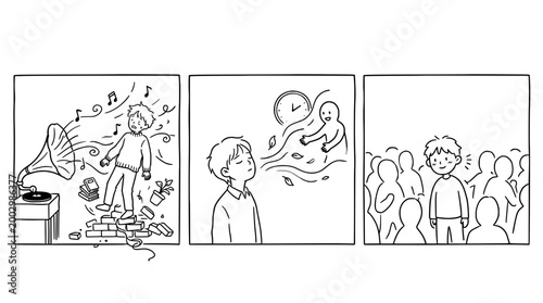 Child Immersed in Music Surrounded by a Crowd