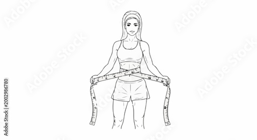 Woman measuring her waist with a tape measure