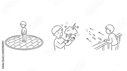 A Boy's Contemplation on a Round Platform