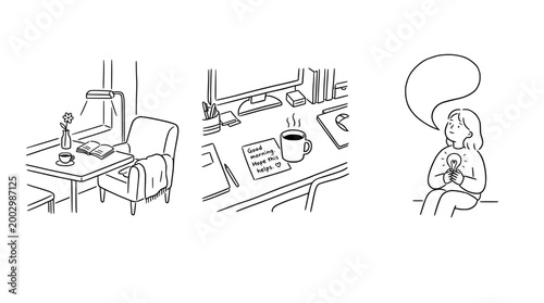 Cozy Desk, Warm Drink, and Contemplative Mood