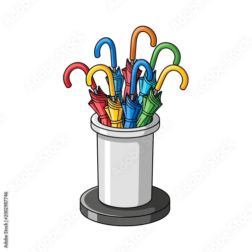 Colorful umbrellas in a holder