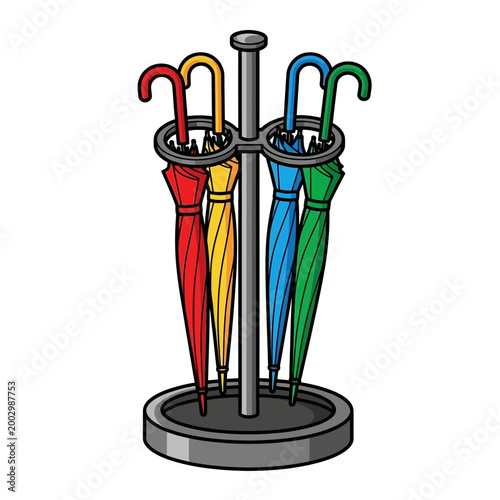 Colorful Umbrellas in a Stand
