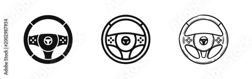 Car Steering Wheel and Driving Icon Set
