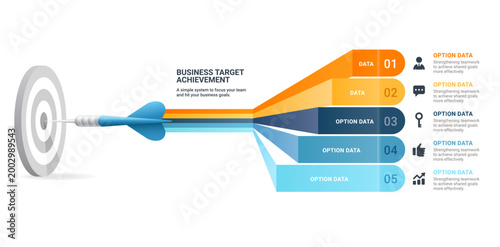 Business Darts Target Achievement Infographic Diagram Template Background