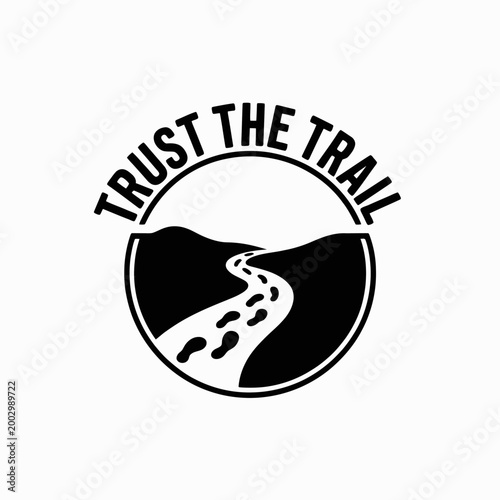 A minimalist logo features a winding trail leading through hills. The phrase 'Trust the Trail' arches above the design in bold text.