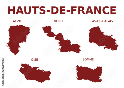 Vector Map of departments of Hauts-De-France region, France