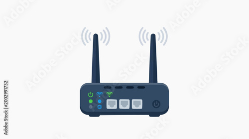 An illustration of a modern wireless router, a key device for home or office network. showcasing seamless connectivity and reliable communication.