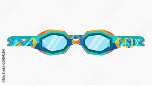 Stylish, aquatic goggles, vividly illustrated, a striking visual for water-related sports and activities. The design evokes clarity, protection, and the thrill of swimming.