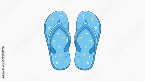 A pair of stylish, sea blue flip-flops rest against a clean backdrop, perfect for beach days, vacation, and summer fun, capturing the essence of casual comfort.