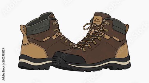 Pair of sturdy hiking boots ready for adventure, perfect for outdoor exploration in challenging terrains.