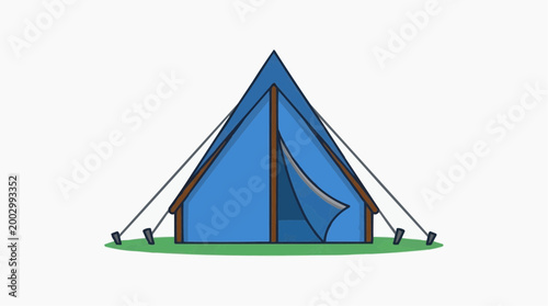 An illustrative image depicting a vibrant blue tent, perfect for camping and outdoor adventures, the structure highlighted against a plain background.
