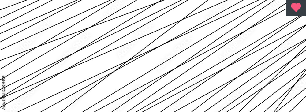 Fototapeta premium Modern geometric chaos of straight random diagonal elements on white canvas. Vector abstract monochrome texture with angled triangular shapes and minimalist black outlines creates edgy art composition