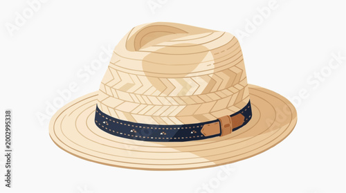 A stylish fedora hat, its natural woven texture radiating an image of summer and comfort.