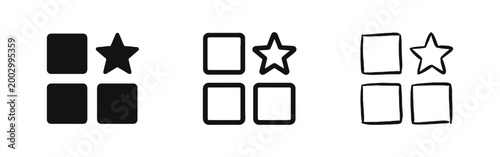 Category Selection Grid with Star Icon Set for Favorites and Bookmarks