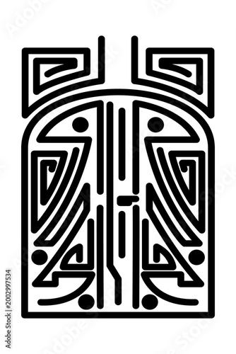 Photos Symmetrical Line Encrypted Abstract - Futuristic Gate Structure and Obelisk Arch