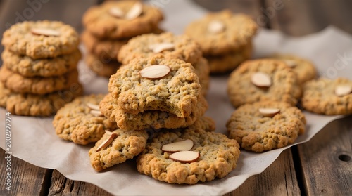 pile sweet almond chip cookies