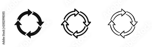 Four Arrows Circular Process and Refresh Cycle Icons Set